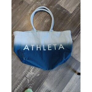 Athleta Tote Bag Gym Blue Ombre Large Canvas Shopping Bag Lightweight